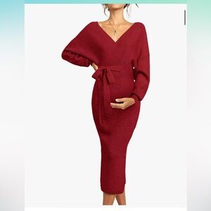 Elegant Red Maternity Dress